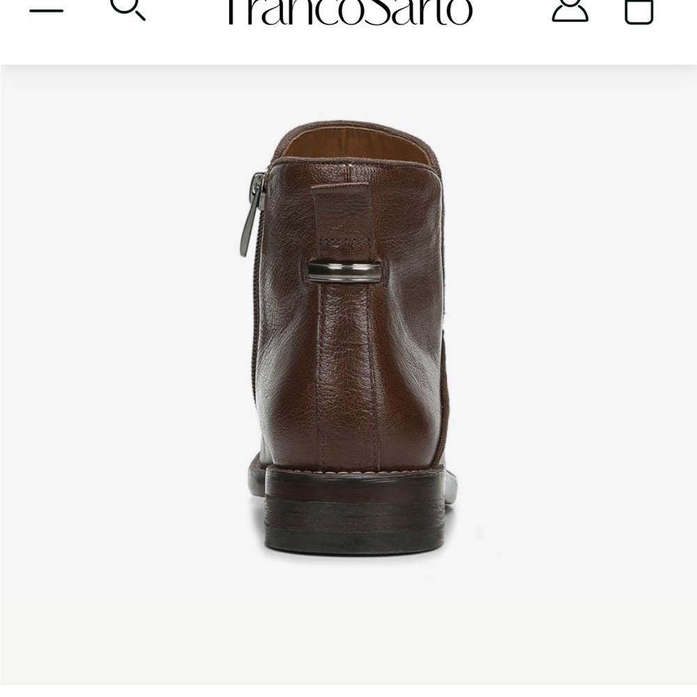 Franco Sarto Rich Brown Leather Ankle Boots - Picture 3 of 9